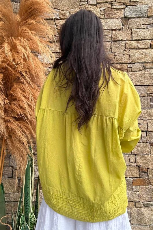 Prairie Pin Tuck Cotton Smock Olive